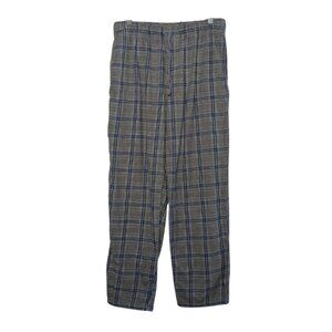 Lands' End Men's Plaid Flannel Pajama Pants, Gray Blue, Size Medium, 100% Cotton